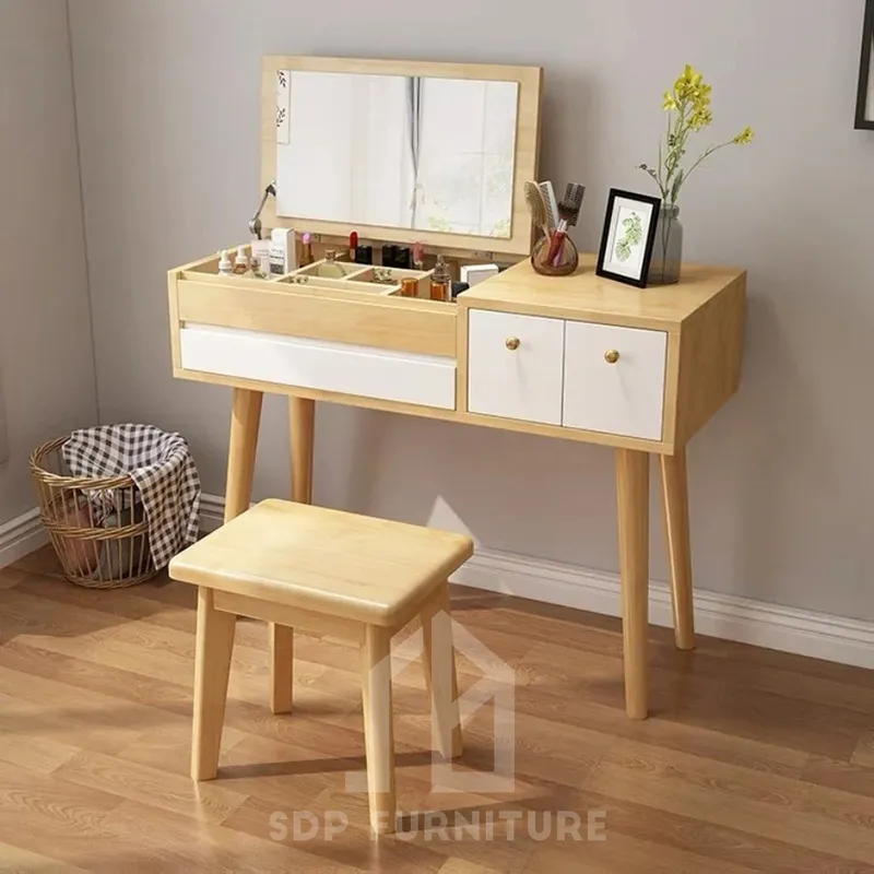 Bàn Trang Điểm Gỗ Công Nghiệp Gương Gập Cao Cấp 2