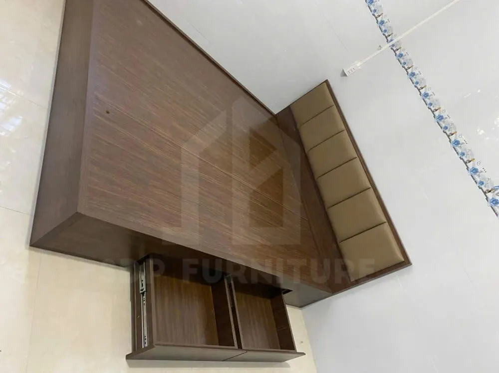 mẫu giường gỗ công nghiệp có ngăn kéo màu nâu bọc đệm mút đầu giường mẫu giường gỗ công nghiệp có ngăn kéo màu nâu bọc đệm mút đầu giường