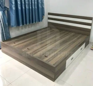 giường gỗ công nghiệp có ngăn kéo màu vân gỗ