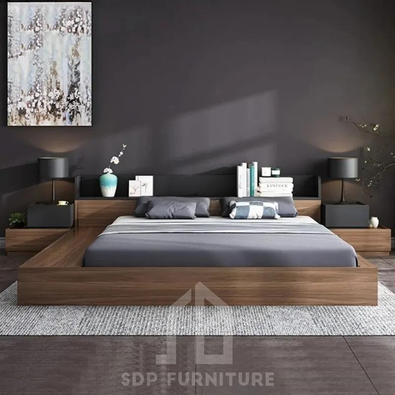 Giường Ngủ Gỗ Công Nghiệp Có Ngăn Kéo Màu Óc Chó Đẹp Giá Tốt 2