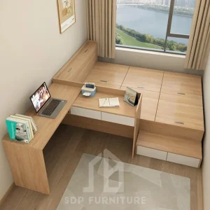 Giường Ngủ Gỗ Công Nghiệp Kết Hợp Bàn Học và Tủ Áo 2