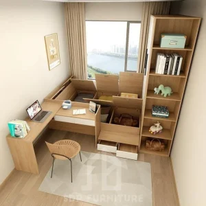Giường Ngủ Gỗ Công Nghiệp Kết Hợp Bàn Học và Tủ Áo 3