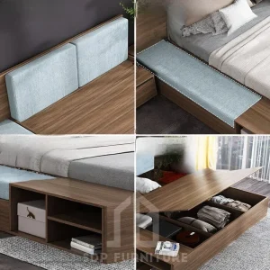 Giường Ngủ Thông Minh Gỗ Công Nghiệp MDF Màu Nâu Giá Rẻ 5