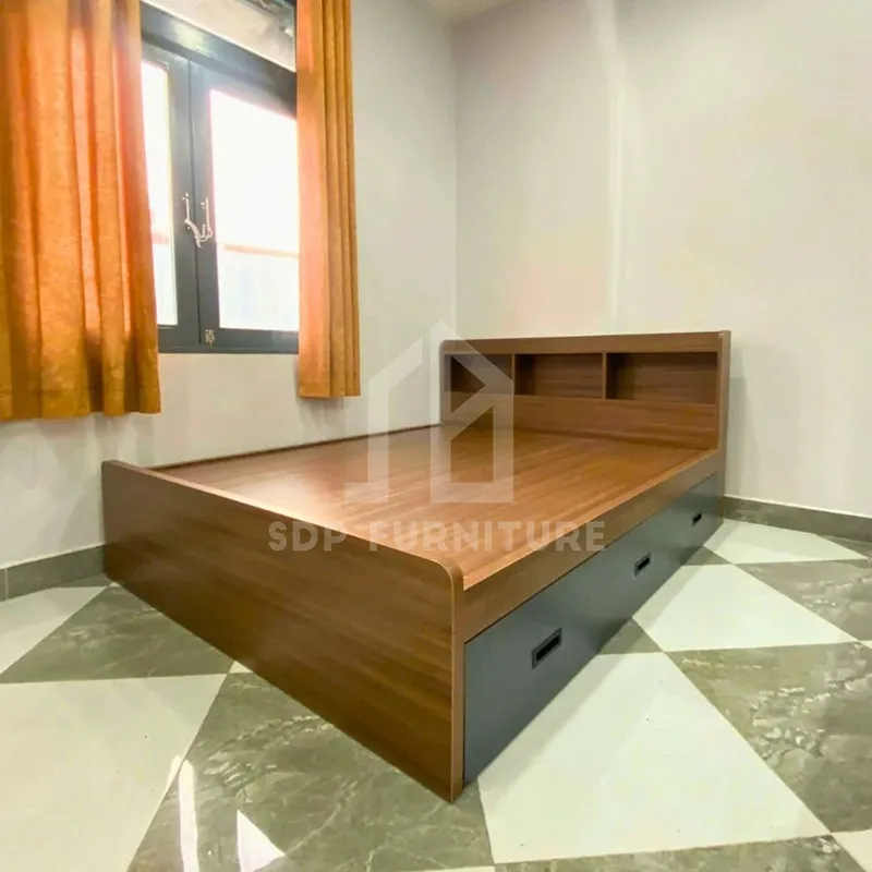 Giường Ngủ Thông Minh Gỗ MDF Màu Nâu Vân Gỗ 2 Giường Ngủ Thông Minh Gỗ MDF Màu Nâu Vân Gỗ 2
