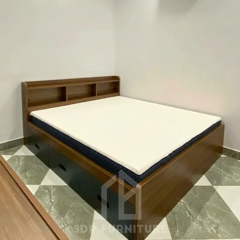 Giường Ngủ Thông Minh Gỗ MDF Màu Nâu Vân Gỗ 5 Giường Ngủ Thông Minh Gỗ MDF Màu Nâu Vân Gỗ 5