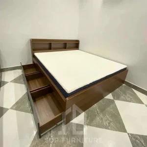 Giường Ngủ Thông Minh Gỗ MDF Màu Nâu Vân Gỗ 7