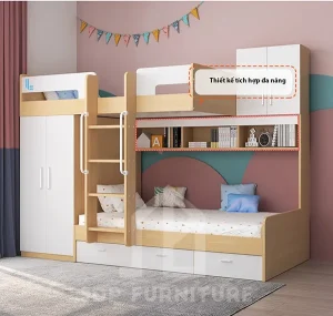 Giường tầng 3 chỗ ngủ bố trí chữ T 1