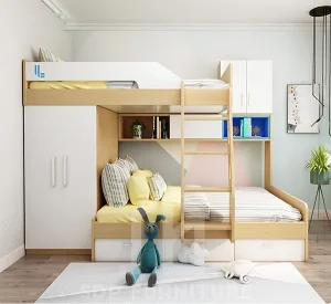 Giường tầng 3 chỗ ngủ bố trí chữ T 3