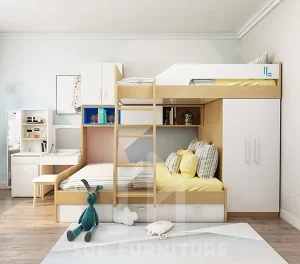 Giường tầng 3 chỗ ngủ bố trí chữ T 4