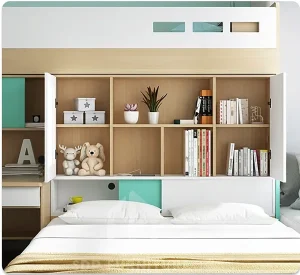 Giường tầng bàn học phối xanh Mint 7