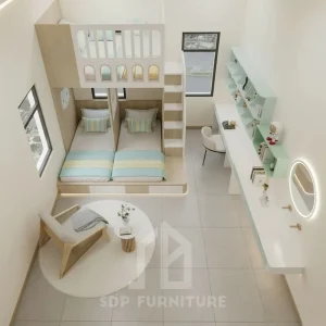 Giường tầng cho trẻ em kiểu dáng hiện đại bố trí ngăn hợp lý 1