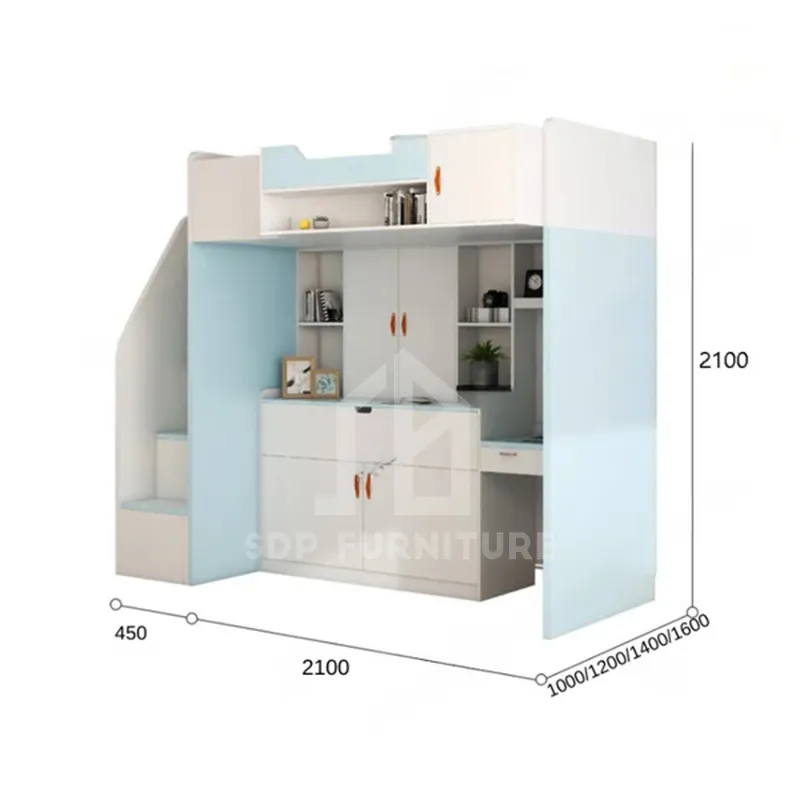 Giường tầng chữ L bàn học phối hồng 6 Giường tầng chữ L bàn học phối hồng 6
