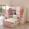 Giường tầng chữ L bàn học phối hồng 7