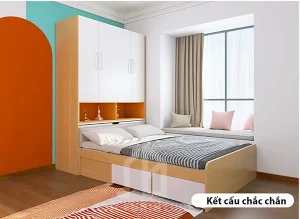 Giường tầng góc chữ L tủ áo cao 3