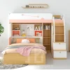 Giường tầng kệ sách phối hồng đào
