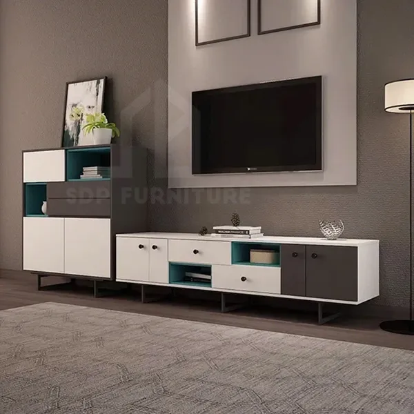 Kệ tivi tủ giày gỗ MDF chống ẩm phong cách hiện đại Kệ tivi kiêm tủ giày 14