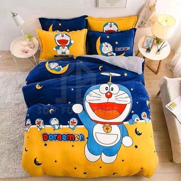 Giường được thiết kế kết hợp màu vàng và xanh, tạo cảm giác thoáng mát Giường doremon 13