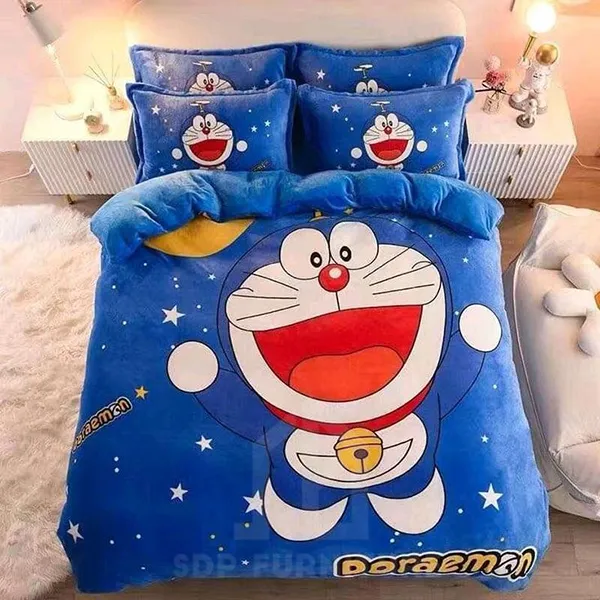 Mẫu giường Doraemon phối màu trắng xanh, tạo cảm giác sạch sẽ Giuong ngu doraemon 3