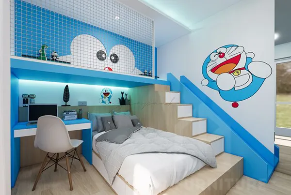 Giường doraemon 2 tầng thông minh kết hợp bàn học và cầu trượt Giường doremon 10