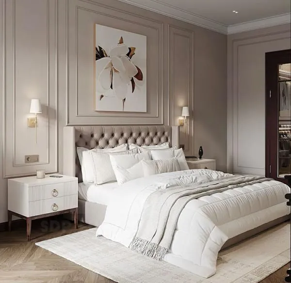 Mẫu giường gỗ 2mx2m2 đẹp tân cổ điển giúp phòng ngủ trở nên sang trọng và đẳng cấp hơn mẫu giường gỗ 2mx2m2 đẹp 3