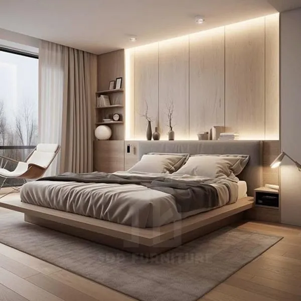 Giường ngủ 2mx2m2 thiết kế đầu giường bọc vải nhung sang trọng giường 2m2x2m
