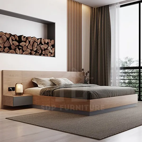 Giường không gầm gỗ công nghiệp hiện đại cho gia đình Giường không gầm 5