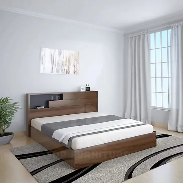 Mẫu giường king size hiện đại với tông màu gỗ trầm ấm giường size king 1