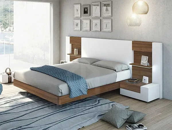 Thiết kế giường cỡ king tích hợp kệ đầu giường trang trí giường king size 12