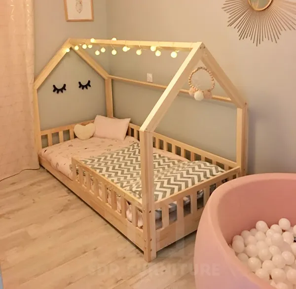 Giường đơn hình ngôi nhà với khung gỗ tự nhiên mang lại vẻ đẹp mộc mạc giường ngủ hình ngôi nhà cho bé 10