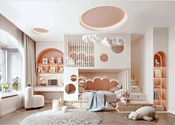 Mẫu giường ngủ tích hợp nhiều tính năng thông minh hình ngôi nhà giường ngủ hình ngôi nhà cho bé 29
