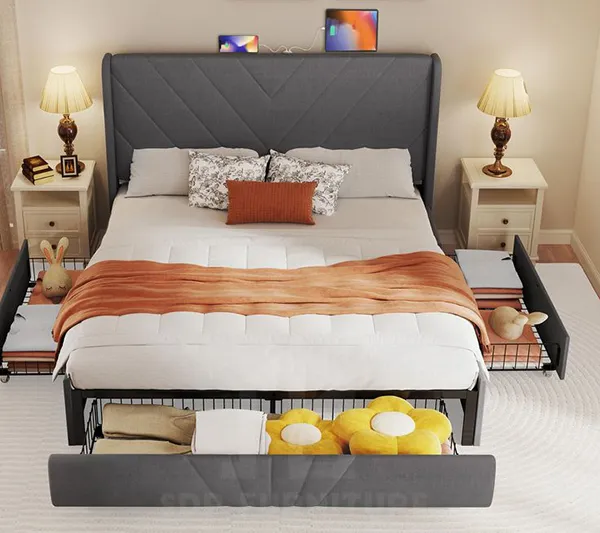 Giường cỡ queen có hộc đựng đồ dưới gầm tối ưu không gian giường queen size 4
