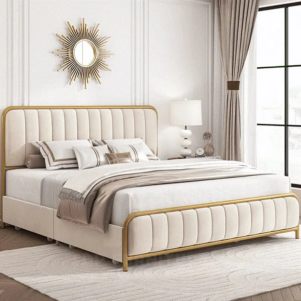 Giường ngủ queen size bọc nệm cao cấp êm ái và sang trọng giường queen size 3
