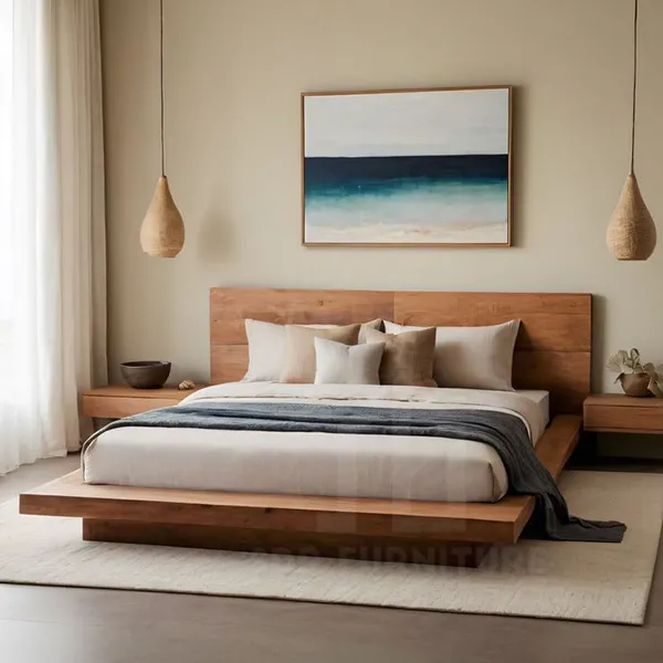 Giường queen size phong cách kiểu Nhật với màu sắc trầm ấm giường queen size 10