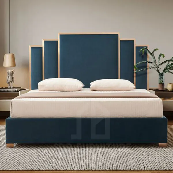 Thiết kế giường queen size khung thép kết hợp gỗ hiện đại chắc chắn giường queen size 5