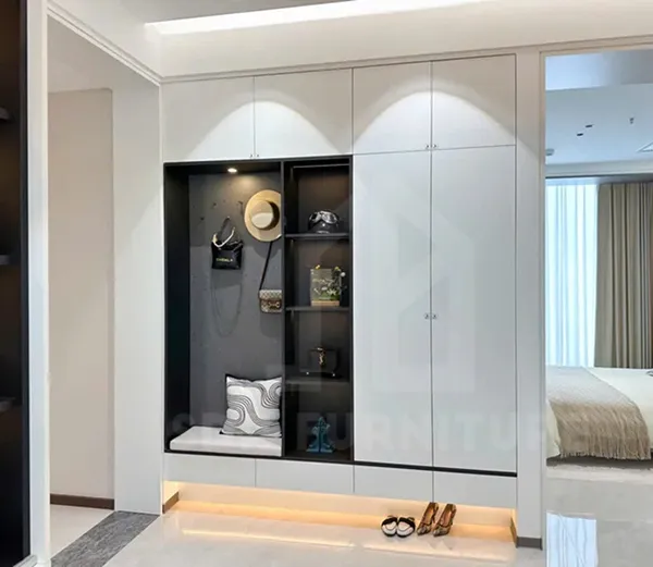 Tủ giày đụng trần thiết kế không gian mở ở dưới để giày thông thoáng Tủ giày kịch trần 40