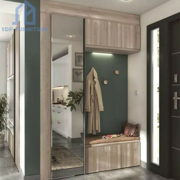Tủ giày đụng trần đặt ngay cửa ra vào kết hợp giương soi toàn thân Tủ giày kịch trần 14