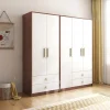 Tủ quần áo 5 cánh mở chân cao màu trắng tối giản 4