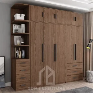 Tủ quần áo 4 cánh mở kết hợp kệ góc vuông trang trí 1