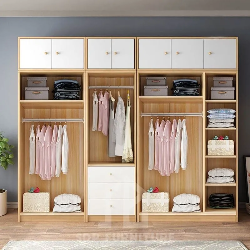Tủ quần áo 7 cánh mở kết hợp ngăn kéo ngoài