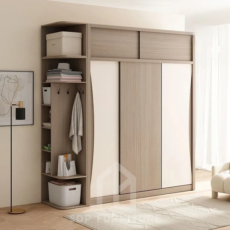 Tủ quần áo cửa lùa tích hợp bàn trang điểm và kệ trang trí 4