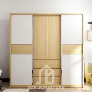 Tủ quần áo gỗ công nghiệp 3 cánh mở tích hợp ngăn kéo tiện lợi 4