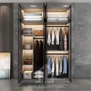 Tủ quần áo gỗ công nghiệp cánh kính phối hộc tủ bên dưới 2