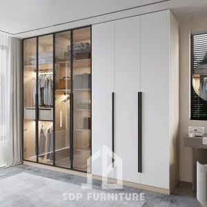 Tủ quần áo gỗ công nghiệp phối cánh kính và cánh kín thanh lịch 1